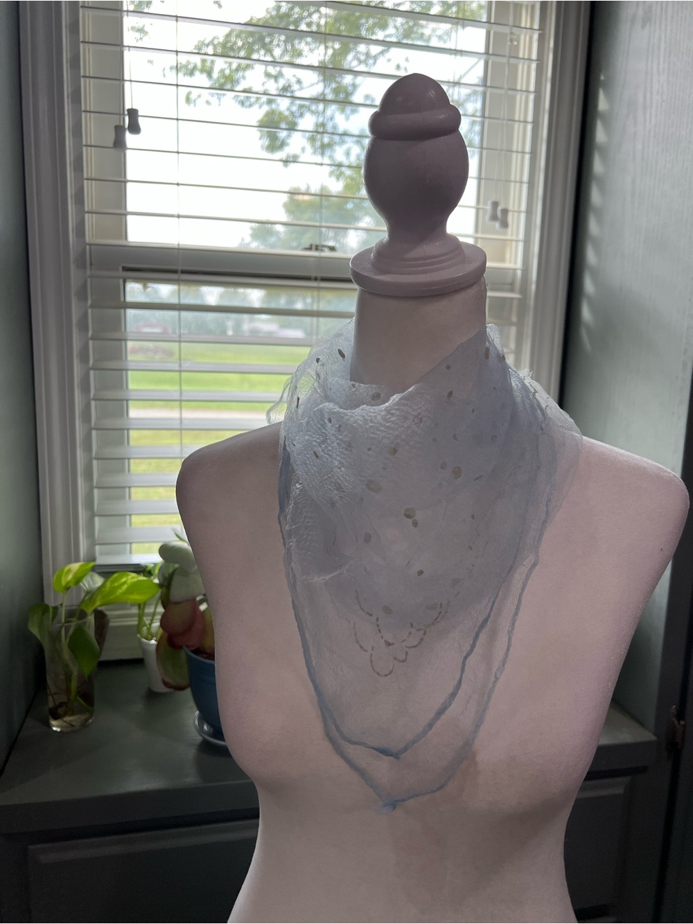 Vintage Light Blue Sheer Scarf - Women Accessories